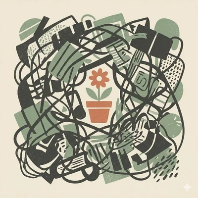 A subject surrounded and swallowed by clutter.